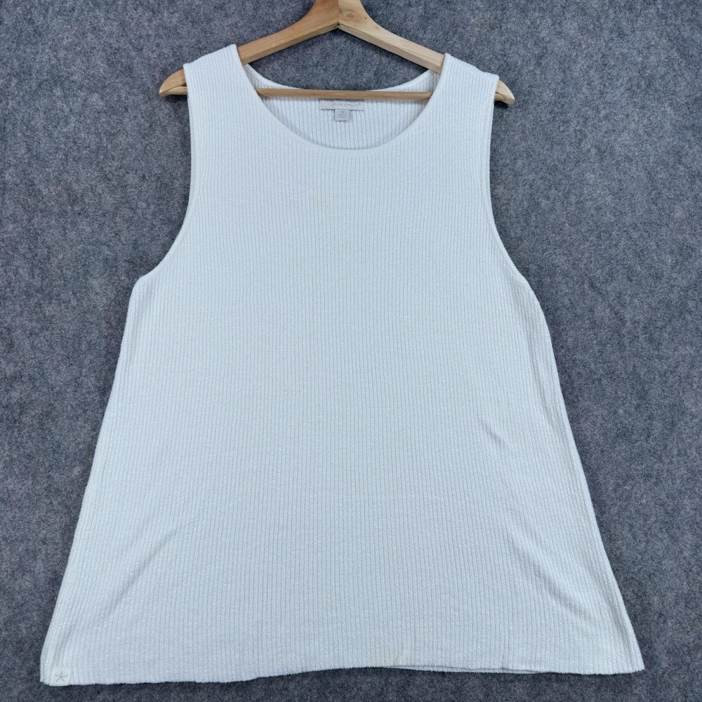 Barefoot Dreams Tank Top Womens 1X White CozyChic Ultra Lite Sleeveless Tunic